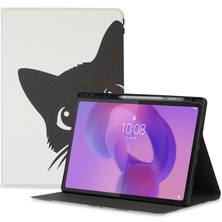 Чохол Galeo TPU Print with Stylus Holder для Lenovo Idea Tab Plus 12.1" / Tab K12 TB361FU, TB361ZU Black Cat