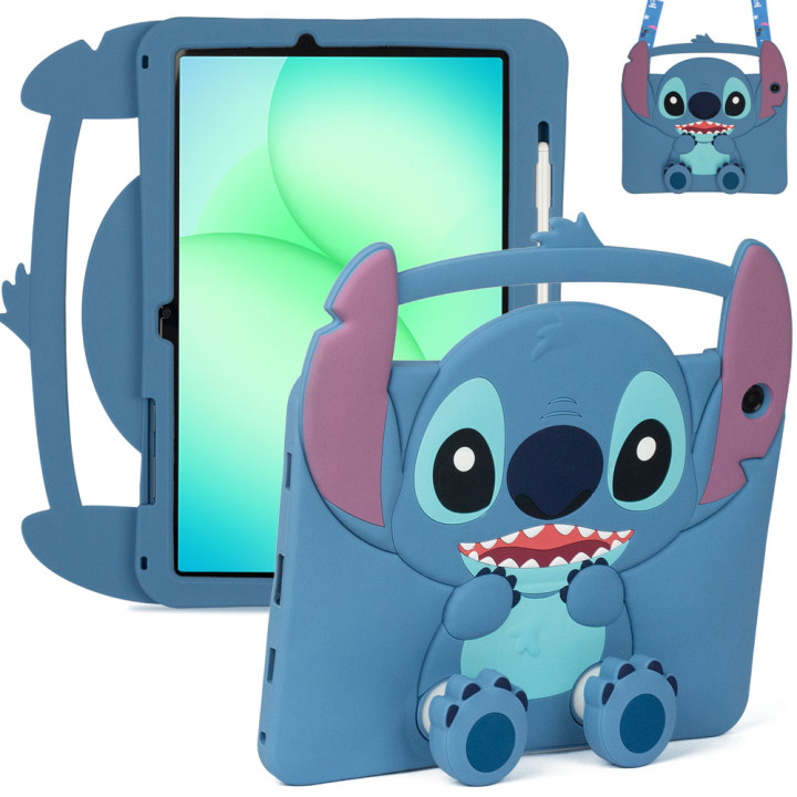 Дитячий чохол для Samsung Galaxy Tab A11+ / Tab A9+ Galeo Cartoon Blue Buddy з ремінцем
