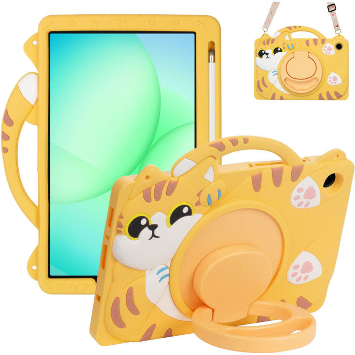 Дитячий чохол для Samsung Galaxy Tab A11 8.7" SM-X130, SM-X135 Galeo Cartoon Cat з ремінцем