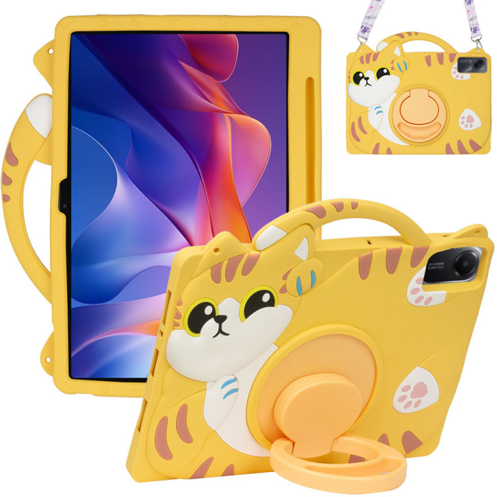Дитячий чохол для Xiaomi Redmi Pad 2 11" Galeo Cartoon Yellow Cat з ремінцем