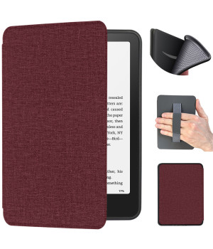 Чехол Galeo TPU Folio with Handstrap для Amazon Kindle Paperwhite 12th Gen 7" (2024) / Kindle Colorsoft Textile Wine Red