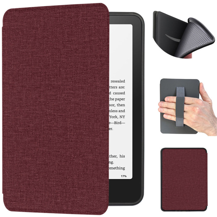 Чохол Galeo TPU Folio with Handstrap для Amazon Kindle Paperwhite 12th Gen 7" (2024) / Kindle Colorsoft Textile Wine Red
