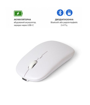 Беспроводная аккумуляторная мышка для планшета Galeo Dual-Mode Bluetooth / 2.4 Ghz White