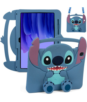 Детский чехол для Samsung Galaxy Tab A7 10.4" SM-T500, SM-T505 Cartoon Blue Buddy с ремешком