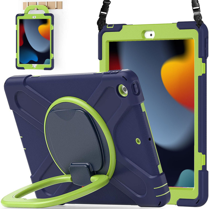 Чохол з ручкою-підставкою Galeo Anti-Drop для Apple iPad 9/8/7 10.2" (2021/2020/2019) Navy/Green