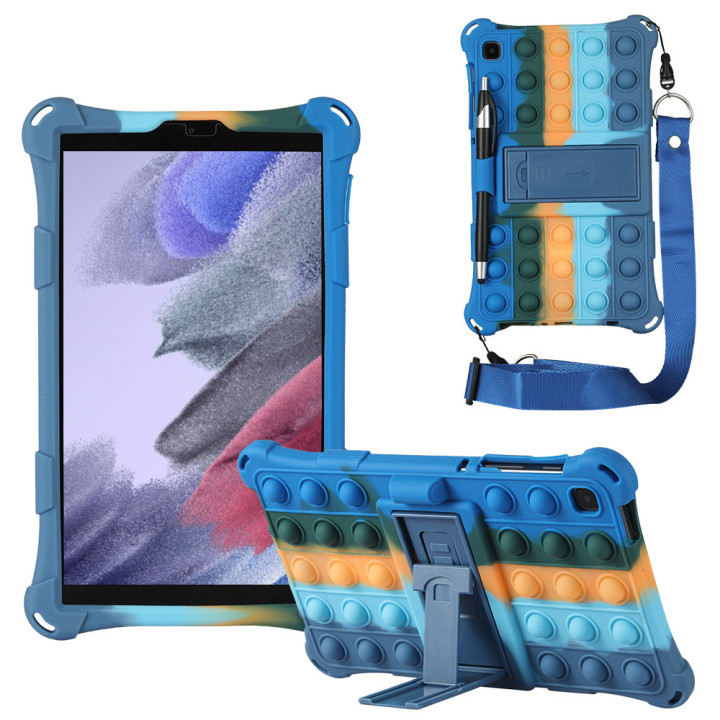 Силиконовый чехол Galeo Pop It для Samsung Galaxy Tab A7 Lite 8.7 SM-T220, T225 Rainbow Dark Blue