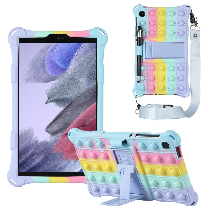 Силиконовый чехол Galeo Pop It для Samsung Galaxy Tab A7 Lite 8.7 SM-T220, T225 Rainbow Light Blue