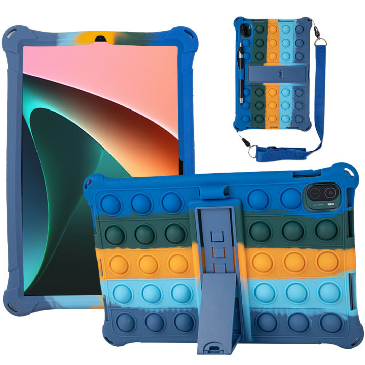 Силіконовий чохол Galeo Pop It для Xiaomi Pad 5 / Pad 5 Pro Rainbow Dark Blue