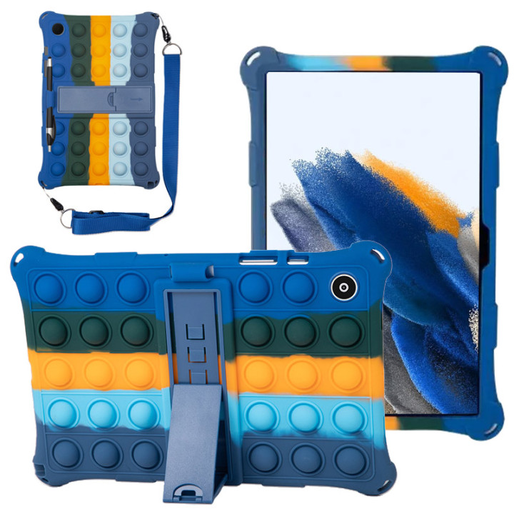 Силиконовый чехол Galeo Pop It для Samsung Galaxy Tab A8 10.5 SM-X200, SM-X205 Rainbow Dark Blue
