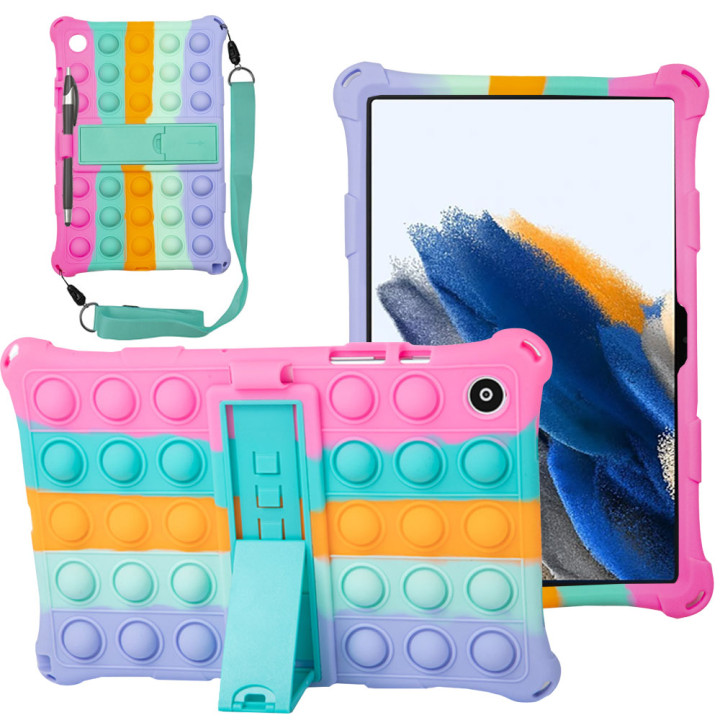 Силиконовый чехол Galeo Pop It для Samsung Galaxy Tab A8 10.5 SM-X200, SM-X205 Rainbow Pink