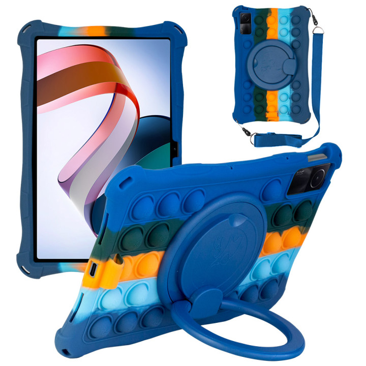 Силіконовий чохол Galeo Pop It with Handle для Xiaomi Redmi Pad 10.61" Rainbow Dark Blue
