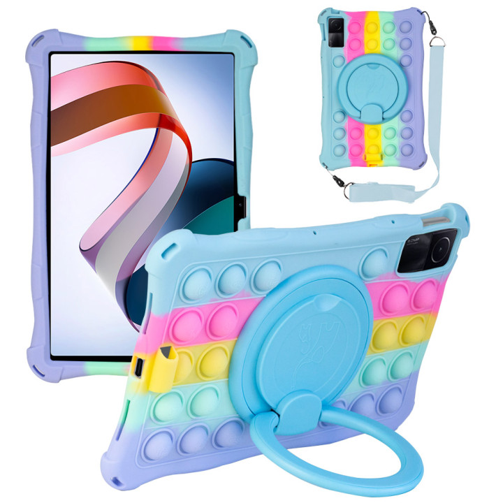 Силіконовий чохол Galeo Pop It with Handle для Xiaomi Redmi Pad 10.61" Rainbow Light Blue
