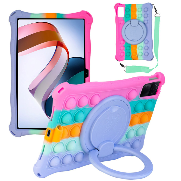 Силіконовий чохол Galeo Pop It with Handle для Xiaomi Redmi Pad 10.61" Rainbow Pink