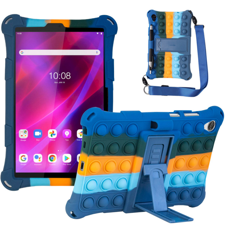 Силіконовый чохол Galeo Pop It для Lenovo Tab M8 1-3 Gen (TB-8505, 8705, 8506) Rainbow Dark Blue