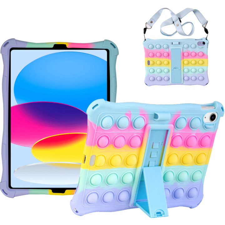 Cиликоновый чехол Galeo Pop It для Apple iPad 11 (2025) / iPad 10 10.9" Rainbow Light Blue