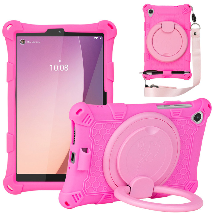 Силіконовый чохол Galeo Ring Handle для Lenovo Tab M8 4th Gen TB-300FU, TB-300XU Hotpink