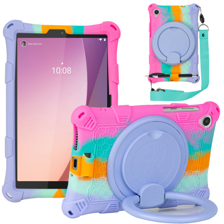 Силіконовый чохол Galeo Ring Handle для Lenovo Tab M8 4th Gen TB-300FU, TB-300XU Rainbow Pink