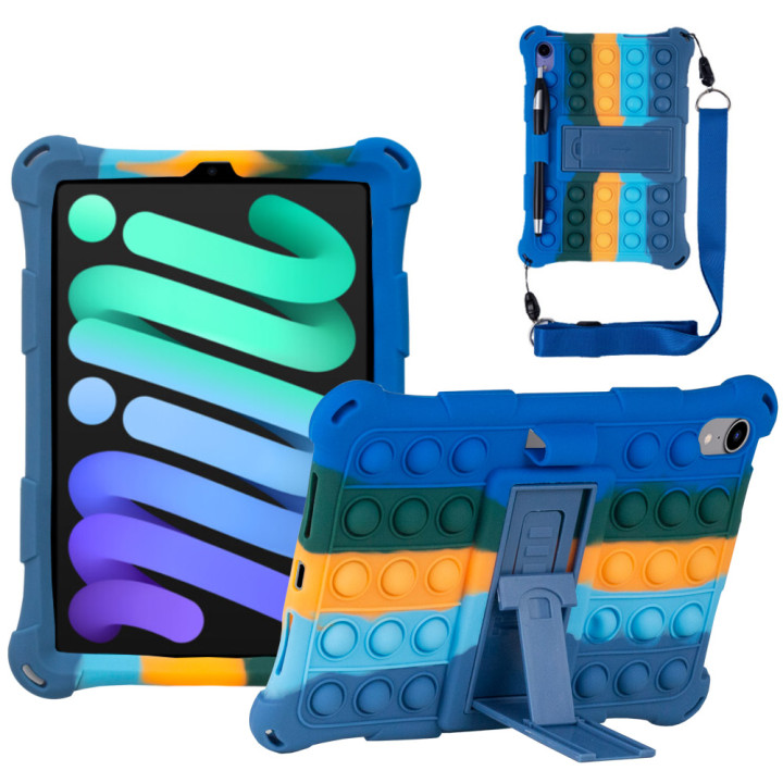 Силіконовый чохол Galeo Pop It для Apple iPad mini 6 Rainbow Dark Blue
