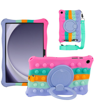 Силиконовый чехол Galeo Ring Handle для Samsung Galaxy Tab A9 Plus 11" SM-X210, SM-X215 Rainbow Pink