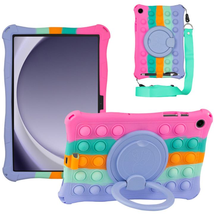 Силіконовий чохол Galeo Ring Handle для Samsung Galaxy Tab A9 Plus 11" SM-X210, SM-X215 Rainbow Pink