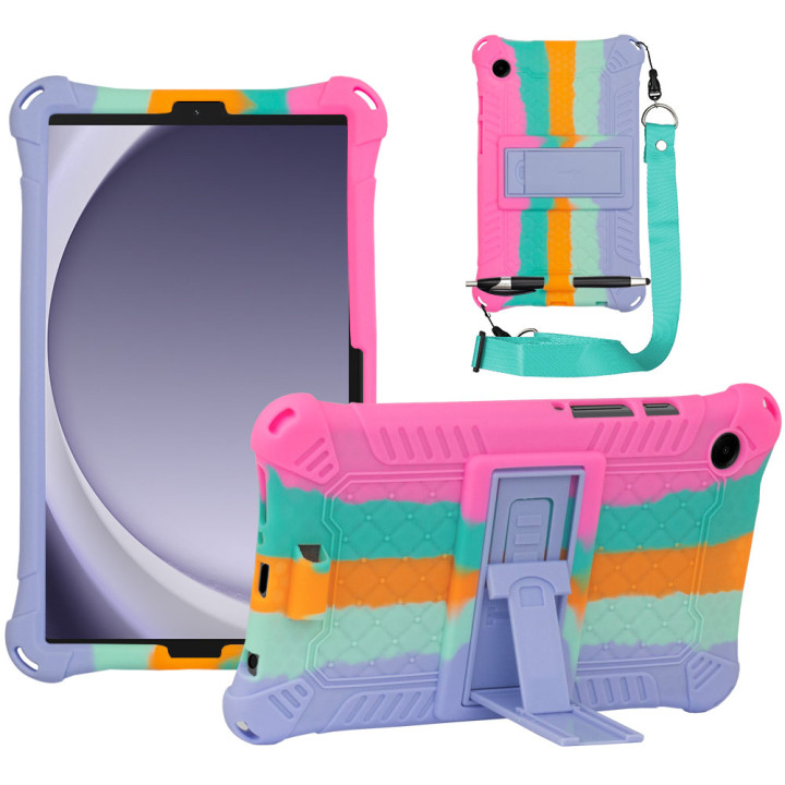 Силиконовый чехол Galeo Stand для Samsung Galaxy Tab A9 8.7 SM-X110, SM-X115 Rainbow Pink