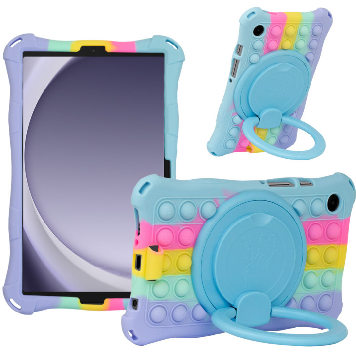 Силиконовый чехол Galeo Ring Handle для Samsung Galaxy Tab A9 8.7 SM-X110, SM-X115 Rainbow LB