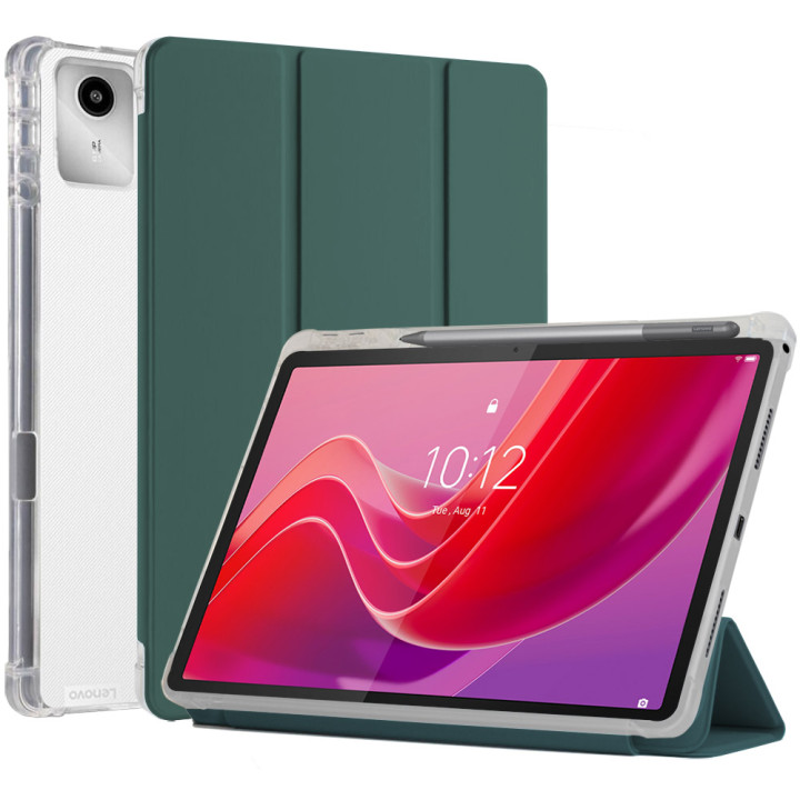 Чохол Galeo TPU Trifold with Stylus Holder для Lenovo Tab M11 / Xiaoxin Pad 2024 Dark Green