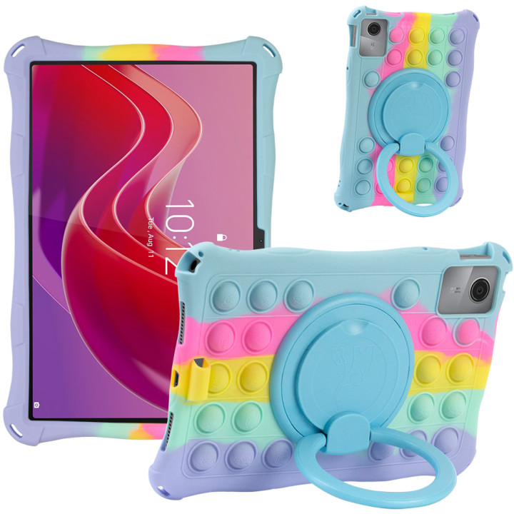 Силиконовый чехол Galeo Pop It with Ring Handle для Lenovo Tab M11 / Xiaoxin Pad 2024 Rainbow LB