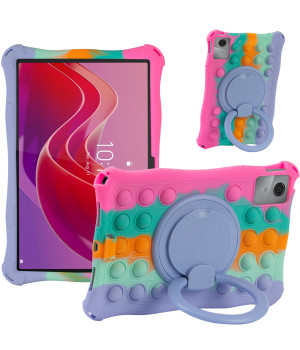 Силиконовый чехол Galeo Pop It with Ring Handle для Lenovo Tab M11 / Xiaoxin Pad 2024 Rainbow Pink