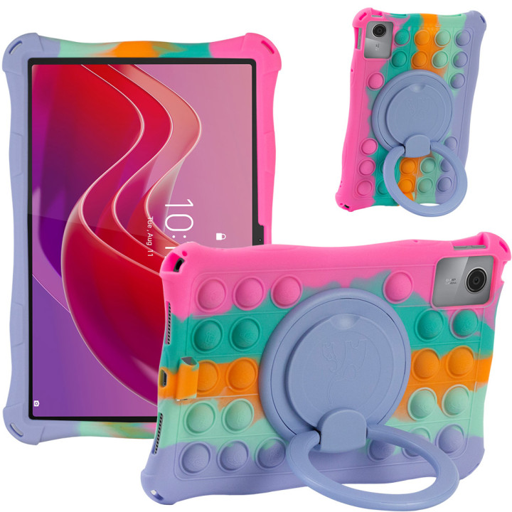 Силиконовый чехол Galeo Pop It with Ring Handle для Lenovo Tab M11 / Xiaoxin Pad 2024 Rainbow Pink