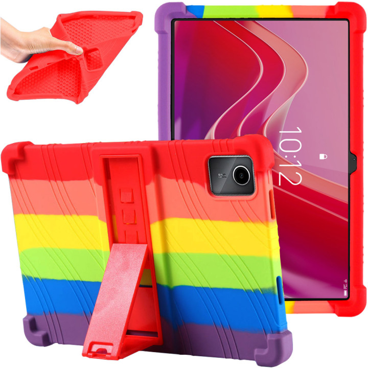 Силиконовый чехол с подставкой для Lenovo Tab M11 TB330FU / Xiaoxin Pad 2024 TB331FC Rainbow