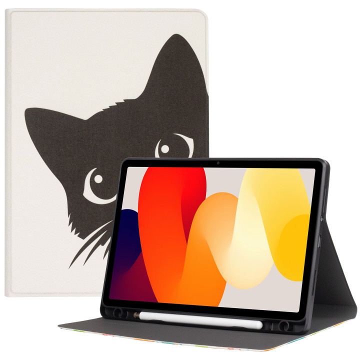 Чехол Galeo TPU Print с отделением для стилуса для Xiaomi Redmi Pad SE 11" Black Cat