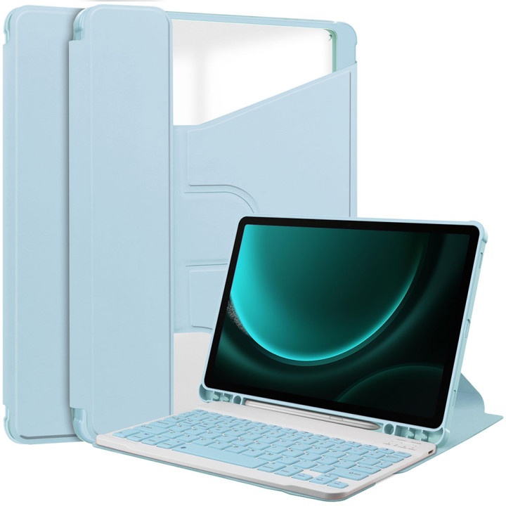 Чехол с клавиатурой для Samsung Galaxy Tab S10 FE / S9 / S9 FE Galeo Rotating (En+Ua+Ru) Light Blue