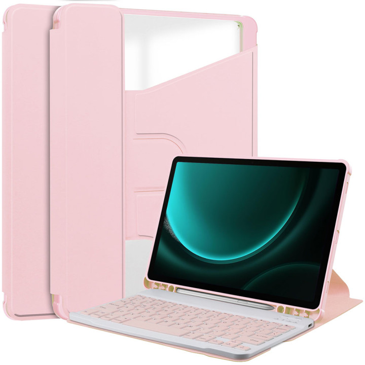 Чохол з клавіатурою для Samsung Galaxy Tab S10 FE / S9 / S9 FE Galeo Rotating (En+Ua+Ru) Pink