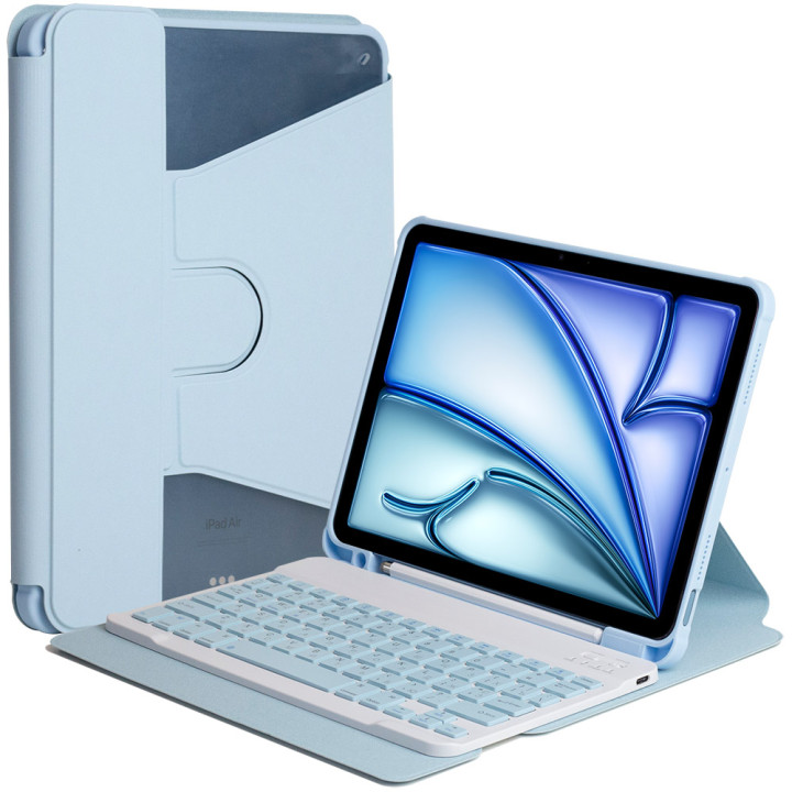 Чохол з клавіатурою для Apple iPad Air 11 (2024), Air 4/5 10.9" (2020/2022) Rotating Light Blue