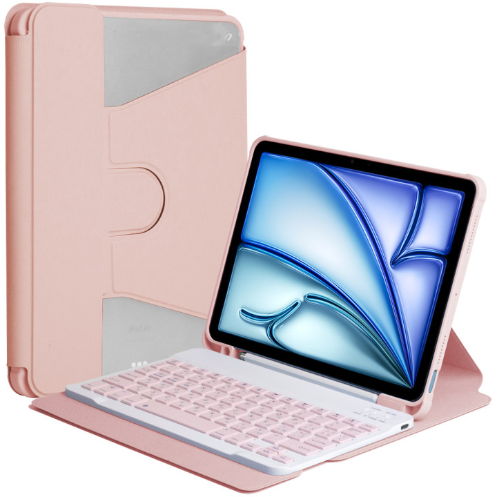 Чохол з клавіатурою для Apple iPad Air 11 (2024), Air 4/5 10.9" (2020/2022) Rotating Powder Pink