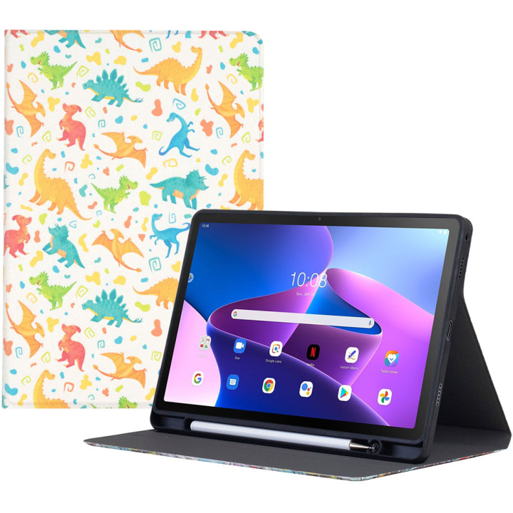 Чохол Galeo TPU Print з відсіком для стилуса для Lenovo Tab M10 Plus 3rd Gen TB128FU Dinos