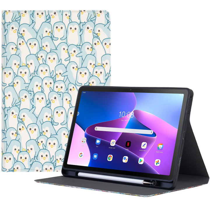 Чохол Galeo TPU Print з відсіком для стилуса для Lenovo Tab M10 Plus 3rd Gen TB128FU Penguins