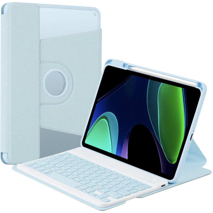 Чохол з bluetooth клавіатурою для Xaiomi Pad 6/6 Pro 11" (En+Ua+Ru) Galeo Rotating Textile Blue