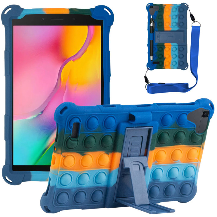 Силіконовыий чохол Galeo Pop It для Samsung Galaxy Tab A 8.0 SM-T290, SM-T295 Rainbow Dark Blue