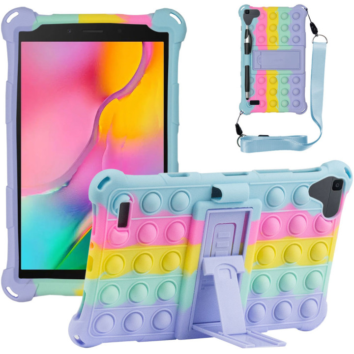 Силиконовый чехол Galeo Pop It для Samsung Galaxy Tab A 8.0 SM-T290, SM-T295 Rainbow Light Blue