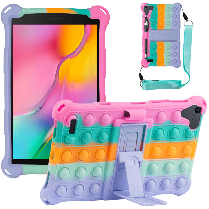 Силіконовыий чохол Galeo Pop It для Samsung Galaxy Tab A 8.0 SM-T290, SM-T295 Rainbow Pink