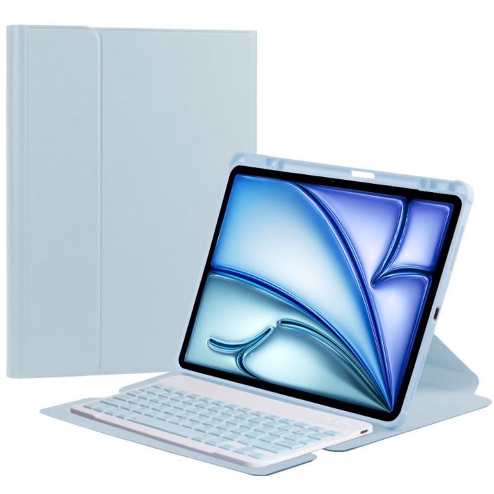 Чехол с клавиатурой для Apple iPad Air 13 (2024), iPad Pro 12.9" (2018-2022) Rotating Light Blue