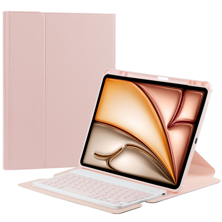 Чехол с клавиатурой для Apple iPad Air 13 (2024), iPad Pro 12.9" (2018-2022) Rotating Powder Pink
