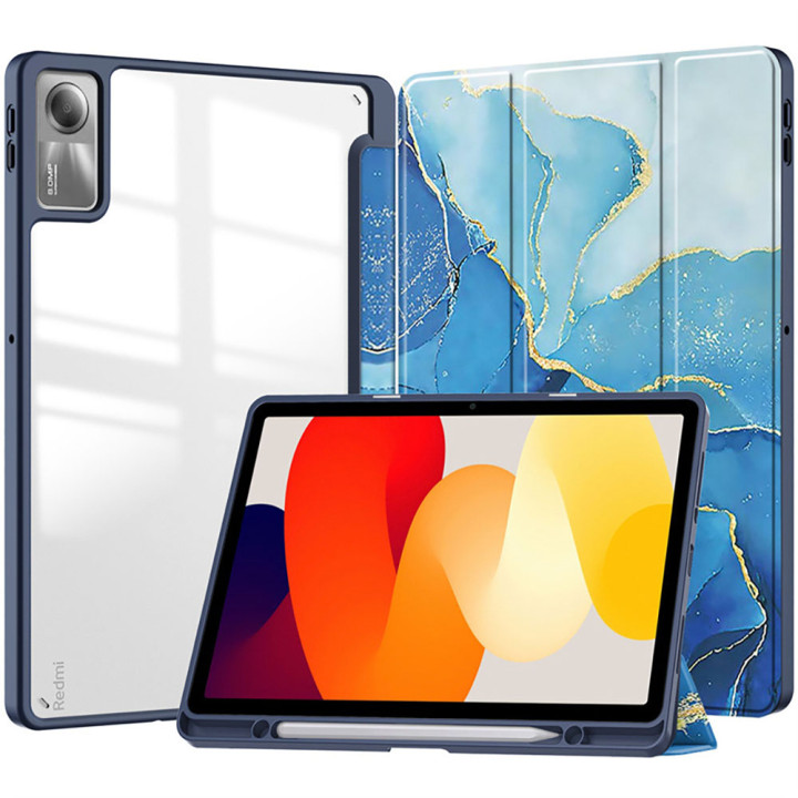 Чехол Galeo Hybrid Case with Stylus Holder для Xiaomi Redmi Pad SE 11" Blue Marble
