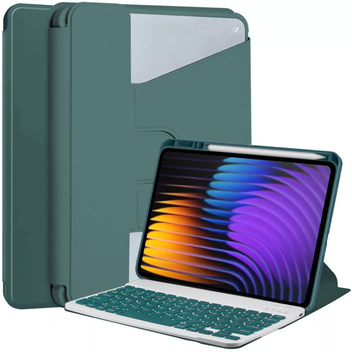 Чохол з bluetooth клавіатурою для Xaiomi Pad 7 / Pad 7 Pro 11.2" (En+Ua+Ru) Galeo Rotating Green