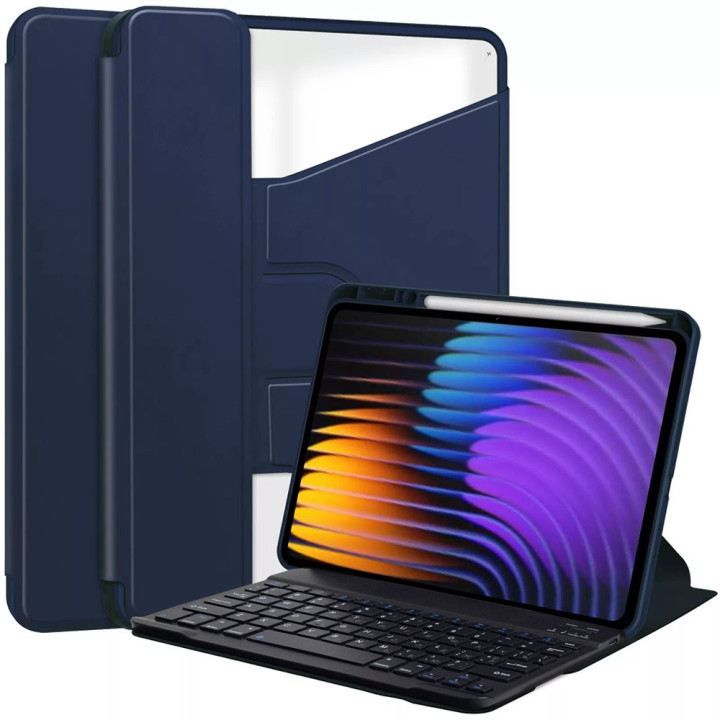 Чехол с bluetooth клавиатурой для Xaiomi Pad 7 / Pad 7 Pro 11.2" (En+Ua+Ru) Galeo Rotating Navy Blue