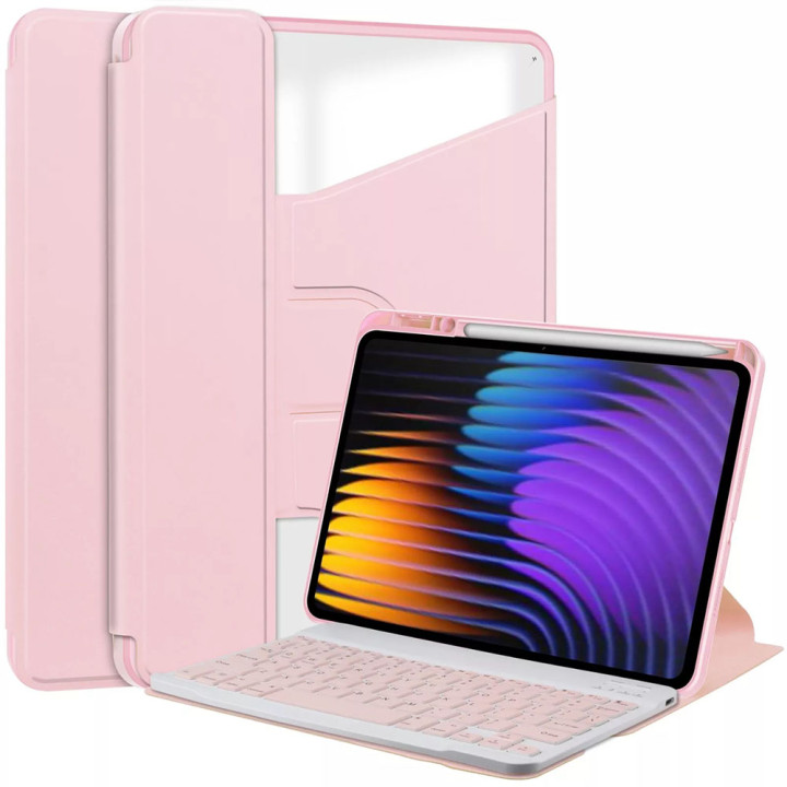 Чохол з bluetooth клавіатурою для Xaiomi Pad 7 / Pad 7 Pro 11.2" (En+Ua+Ru) Galeo Rotating Pink