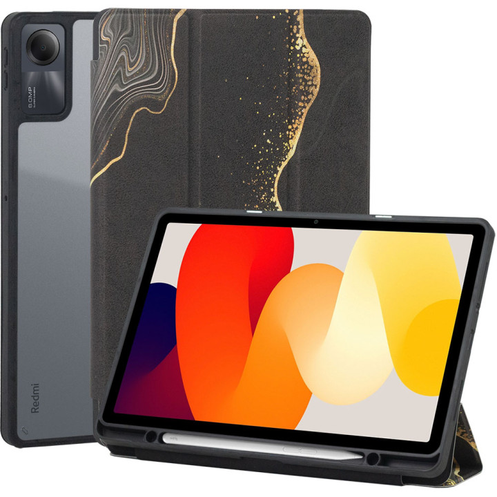 Чехол Galeo Hybrid Case with Stylus Holder для Xiaomi Redmi Pad SE 11" Black Marble