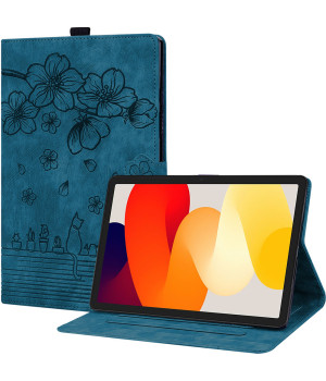 Чехол Galeo Vintage TPU Folio для Xiaomi Redmi Pad SE (2023) 11" Cat and Flowers Petrol